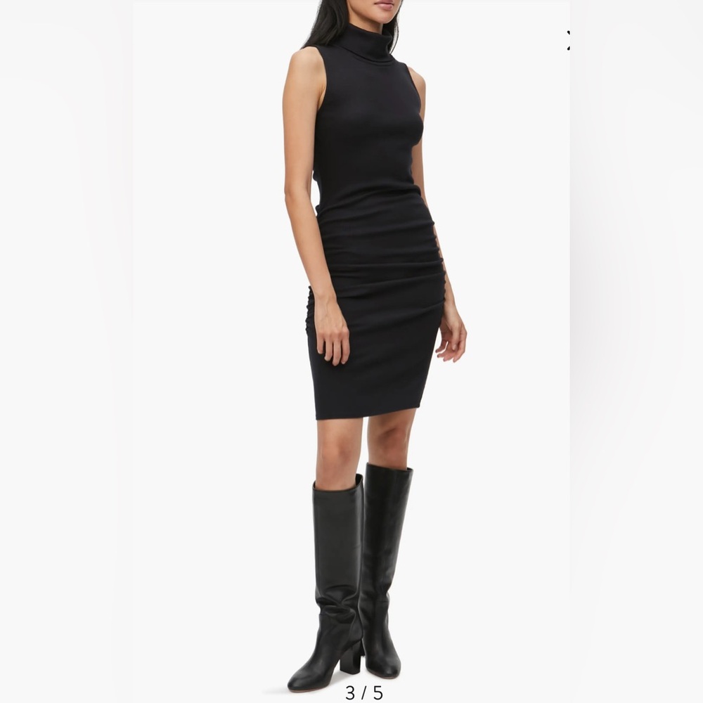 Michael Stars Macy Black Sleeveless Turtleneck Bodycon Stretch Dress Medium